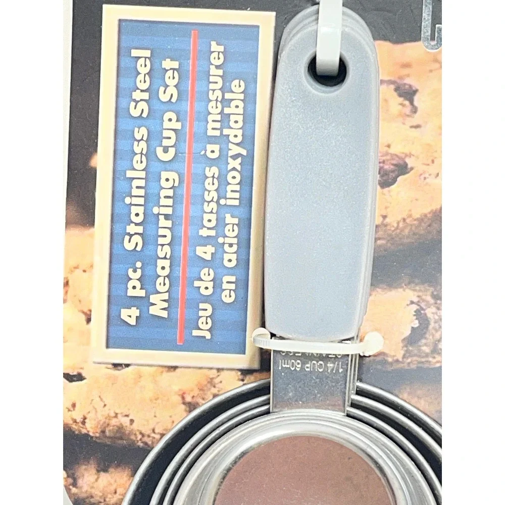 Cooks Corner Measuring Cup Set Stainless Steel Silver‎ Gray 4pc Kitchen Baking